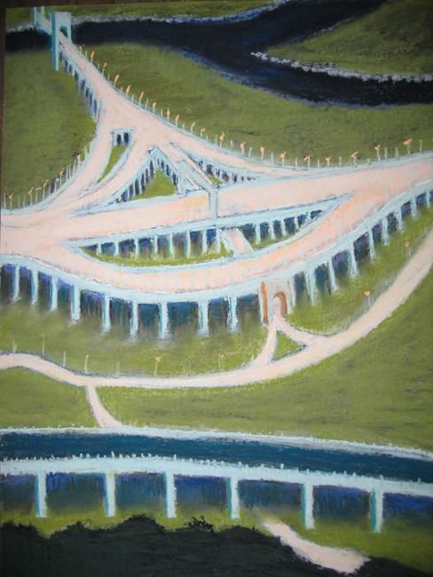 Painting titled "Midnight Interchange" by Craig Barrack, Original Artwork