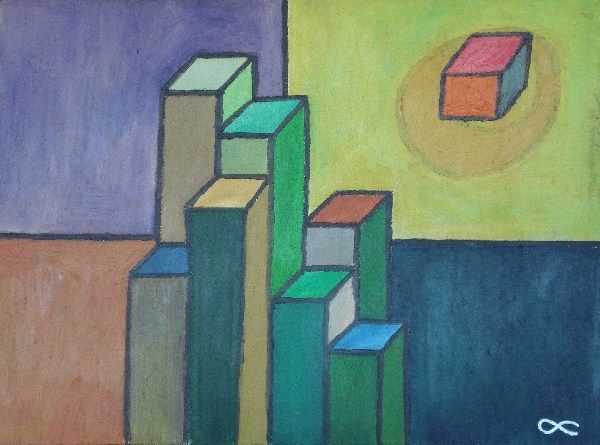 Painting titled "New City" by Arman Ortega, Original Artwork, Oil