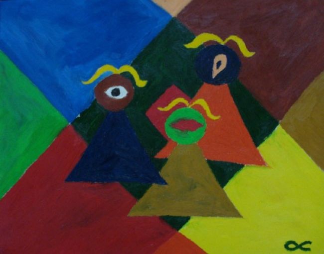 Painting titled "3Angels" by Arman Ortega, Original Artwork, Oil