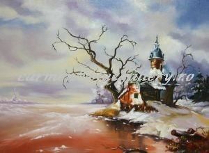 Painting titled "Winter" by Carmen Ditiu, Original Artwork, Oil