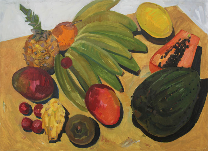 Painting titled "Exotic fruits" by Anna Gorodetskaya, Original Artwork, Oil