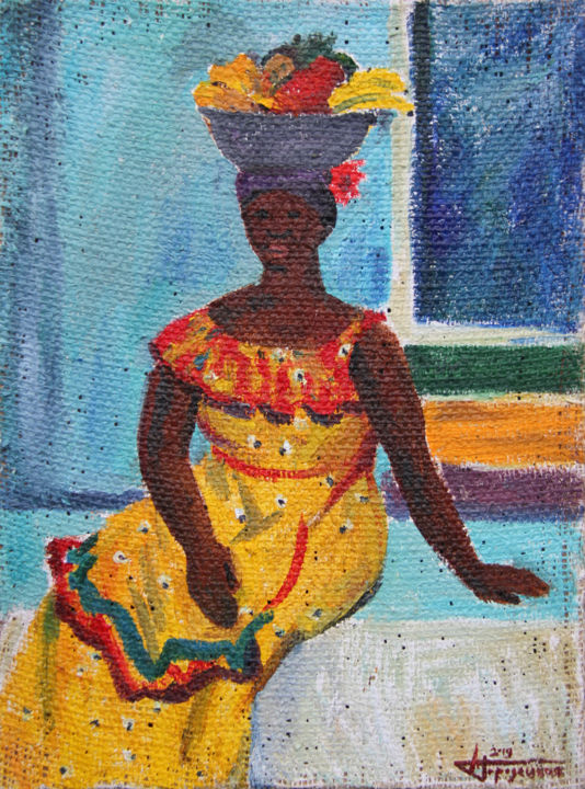Painting titled "Face of Cartagena" by Anna Gorodetskaya, Original Artwork, Oil