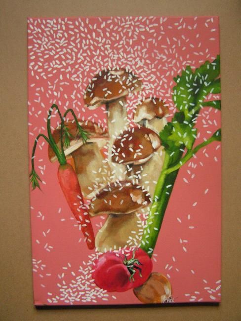 Картина под названием "Le riz aux cepes" - Isabelle Rissoans, Подлинное произведение искусства