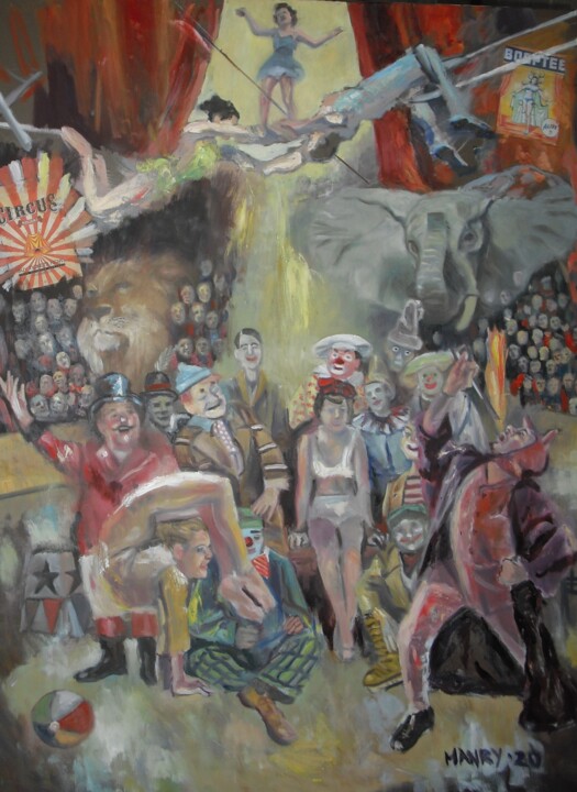 Painting titled "Circus Ghosts" by Douglas Manry, Original Artwork, Oil