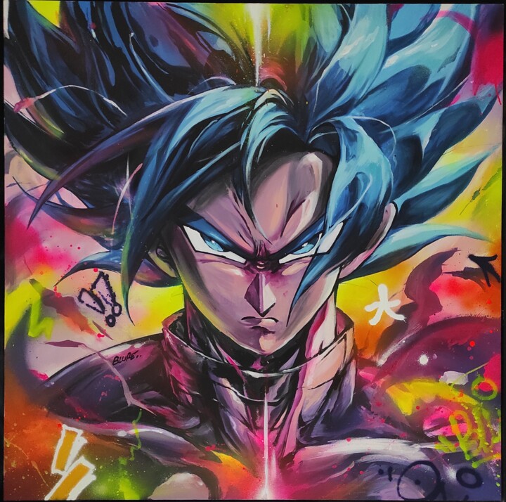 Schilderij getiteld "Goku power" door Blure, Origineel Kunstwerk, Acryl
