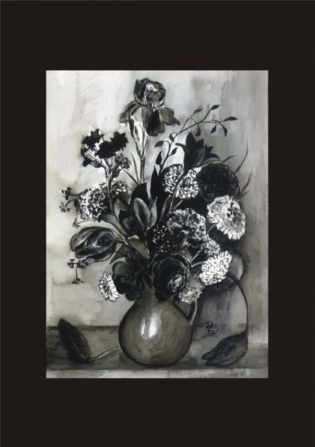 Drawing titled "FLOWERS IN A VASE" by Beata Sikorska-Łabęcka, Original Artwork, Other