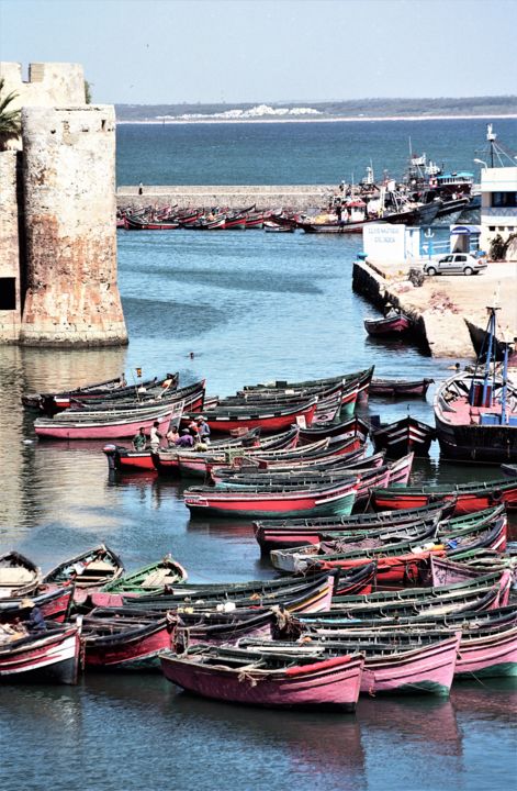 Photography titled "Pink Boats. Morocco" by Boris Davidovich, Original Artwork, Digital Photography