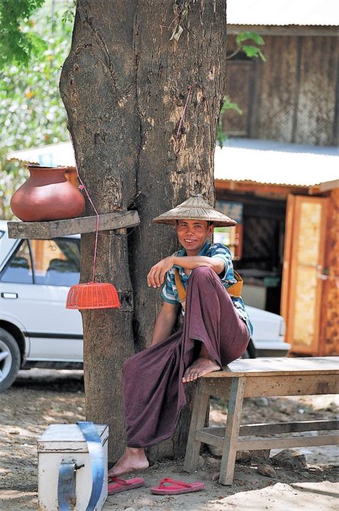 Photography titled "Water Seller. Myanm…" by Boris Davidovich, Original Artwork
