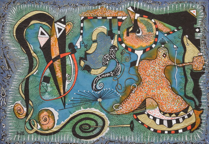 Painting titled "les-algues-dans-la-…" by Artiste Peintre Walyd Boab, Original Artwork