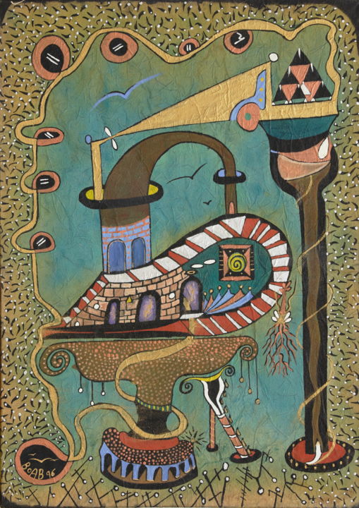 Painting titled "le-petit-chateau" by Artiste Peintre Walyd Boab, Original Artwork