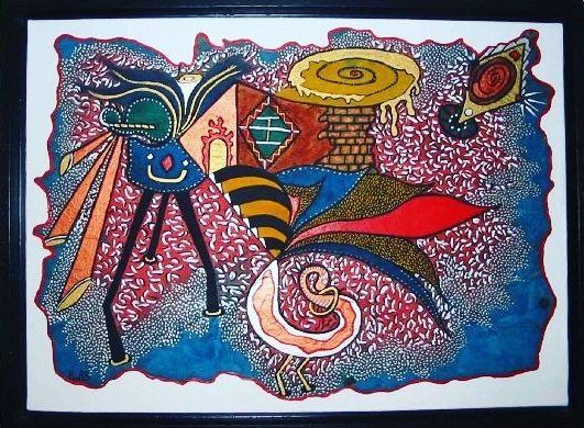 Painting titled "le-paon-heureux" by Artiste Peintre Walyd Boab, Original Artwork