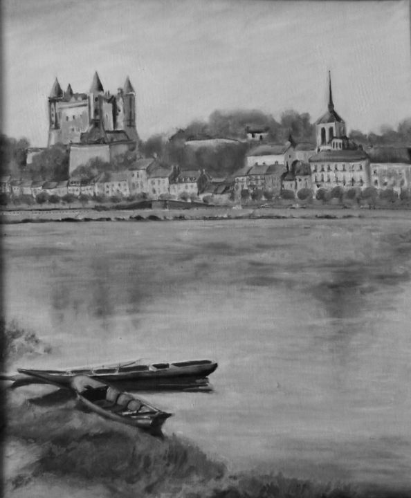 Peinture intitulée "La Loire à Saumur" par Jean Barace, Œuvre d'art originale