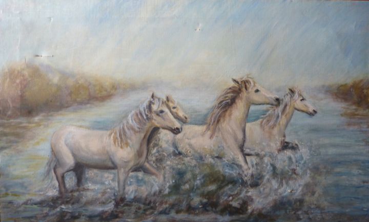 Painting titled "blanche cavalcade" by Jean Barace, Original Artwork