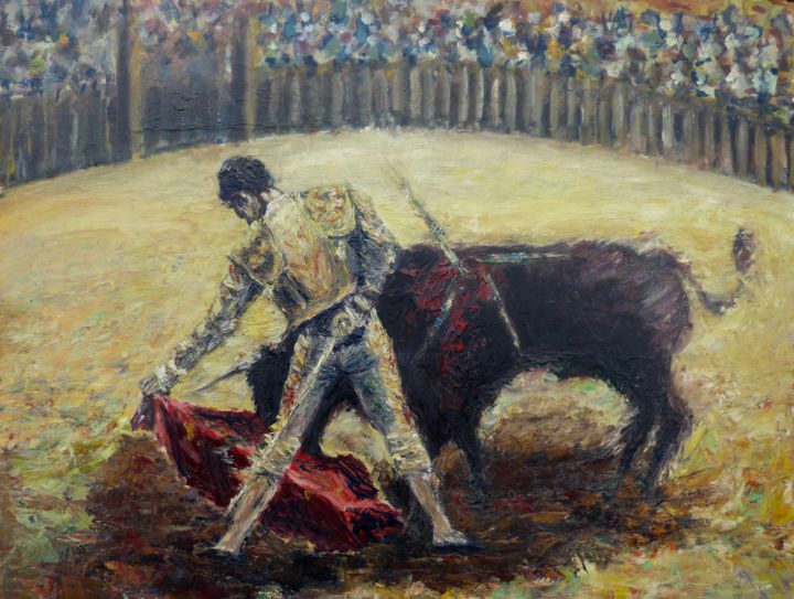 Painting titled "Corrida" by Jean Barace, Original Artwork