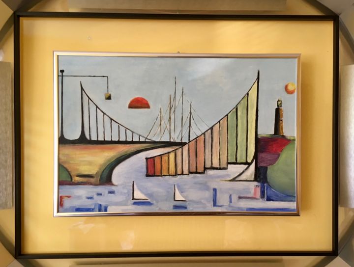 Peinture intitulée "Fantasme portuaire 2" par Jean Barace, Œuvre d'art originale