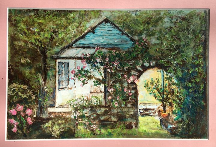 Peinture intitulée "Fond de jardin" par Jean Barace, Œuvre d'art originale, Huile