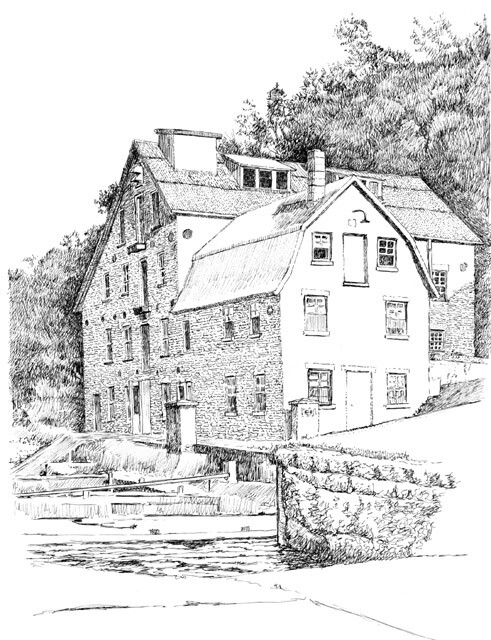 Zeichnungen mit dem Titel "Glenora Mill" von Bob Hudson, Original-Kunstwerk