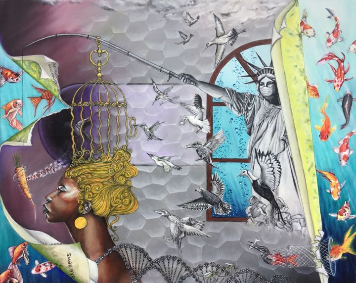 Peinture intitulée "De valkuil" par Bob Ivens, Œuvre d'art originale, Huile