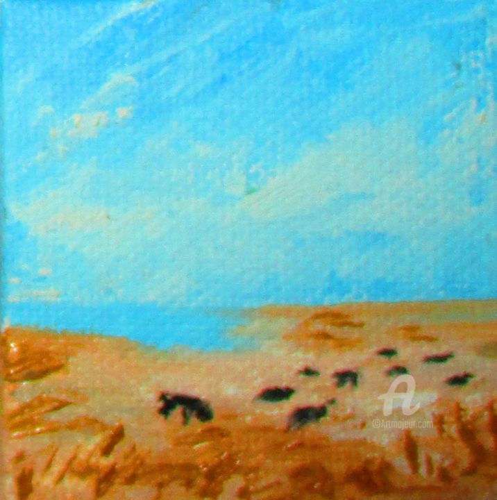 Peinture intitulée "Les taureaux de Cam…" par Roberto Urbano, Œuvre d'art originale, Huile