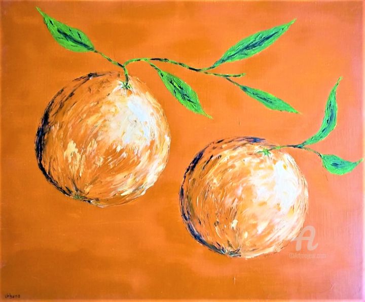 Painting titled "Naranjas de Valencia" by Roberto Urbano, Original Artwork, Oil
