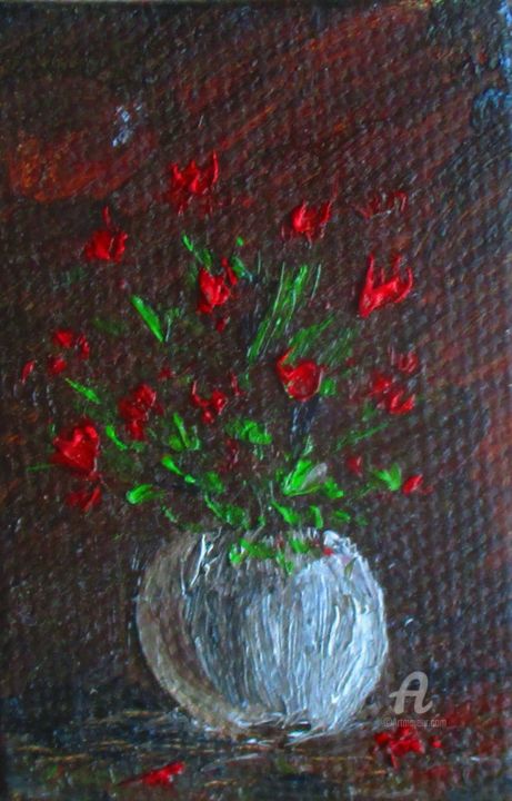 Painting titled "Le vase rond" by Roberto Urbano, Original Artwork, Oil