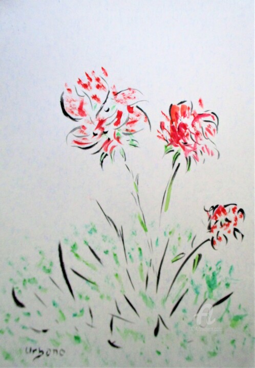 Peinture intitulée "Flowers watercolour" par Roberto Urbano, Œuvre d'art originale, Aquarelle