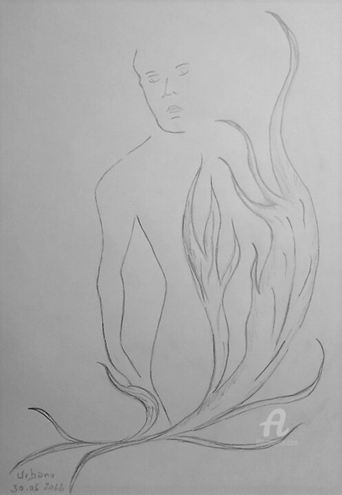 Dessin intitulée "L' homme nu." par Roberto Urbano, Œuvre d'art originale, Crayon