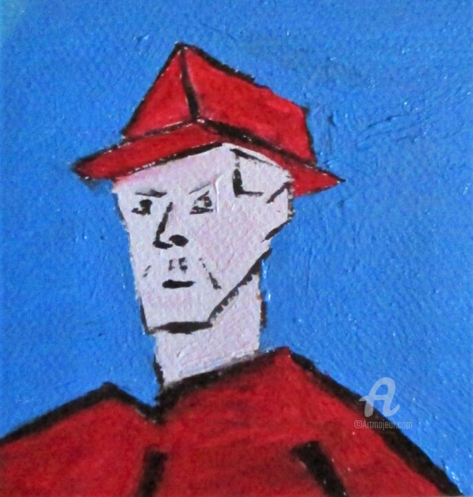 Painting titled "Autoportrait cubisme" by Roberto Urbano, Original Artwork, Oil Mounted on Wood Stretcher frame