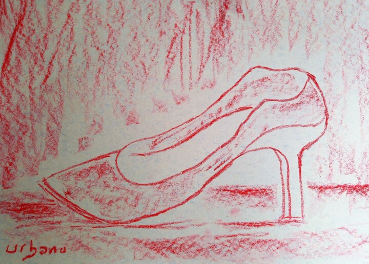 Dessin intitulée "La chaussure rouge" par Roberto Urbano, Œuvre d'art originale, Craie