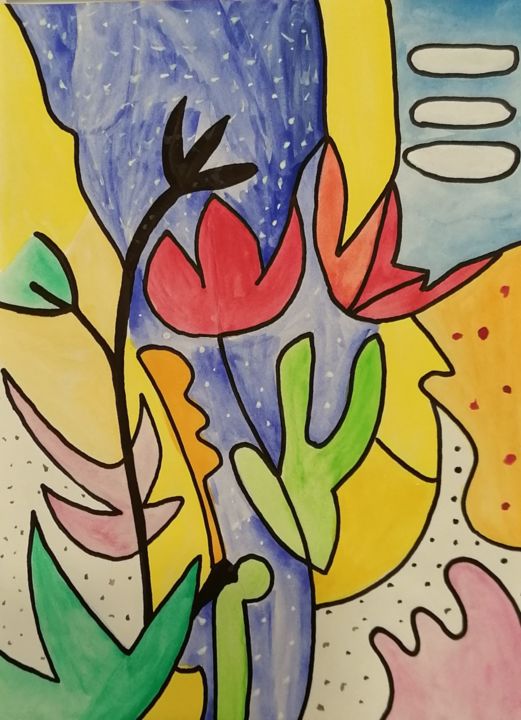 Painting titled "Snorkeling" by Bobby, Original Artwork, Watercolor