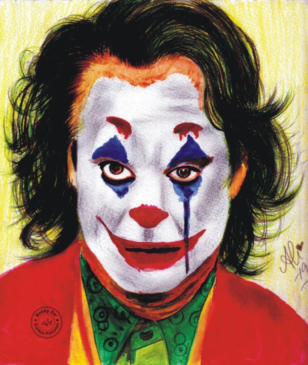 Painting titled "Joker" by Bobby Dar, Original Artwork, Watercolor