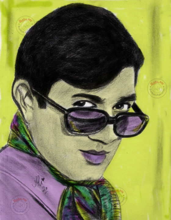 Drawing titled "Rajesh Khanna" by Bobby Dar, Original Artwork, Pencil