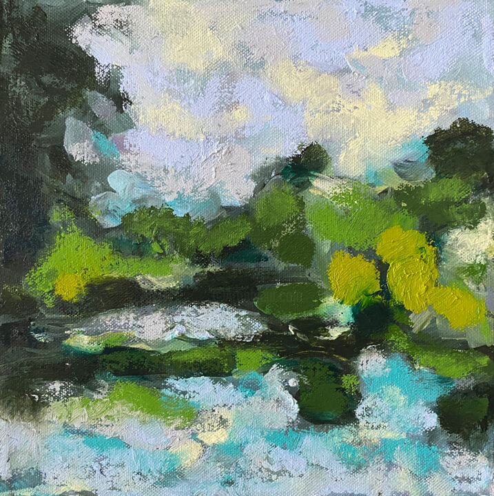 Schilderij getiteld "Lakeview" door Bobbye Cochran, Origineel Kunstwerk, Olie