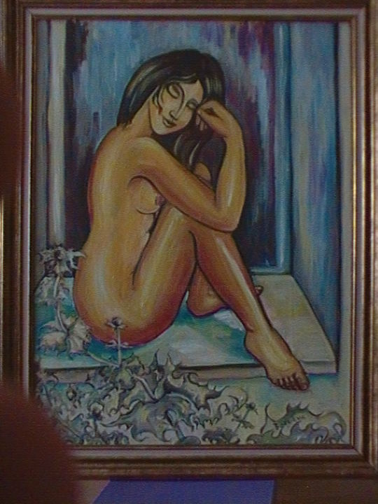Painting titled "Femme nue" by Boco-Eva, Original Artwork, Oil