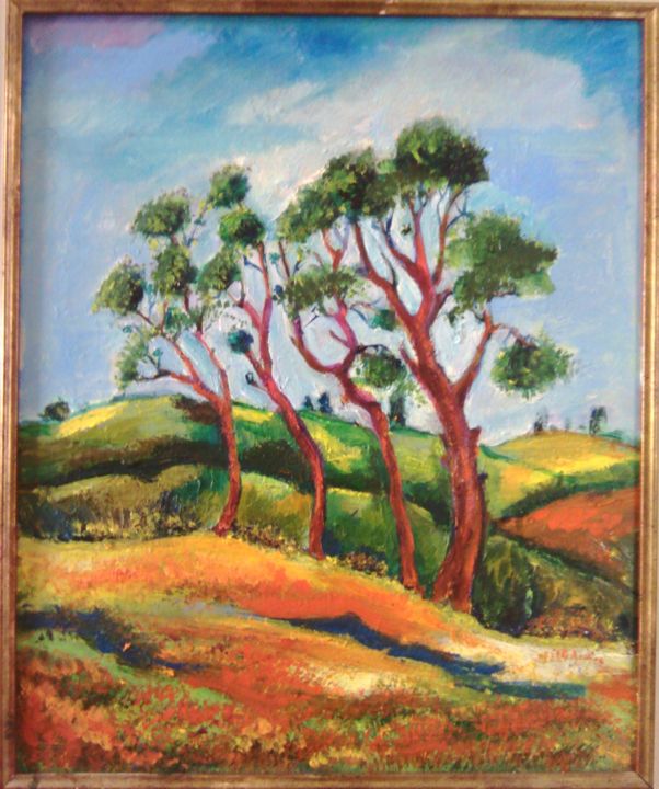 Painting titled "Autome/Eté" by Boco-Eva, Original Artwork, Oil