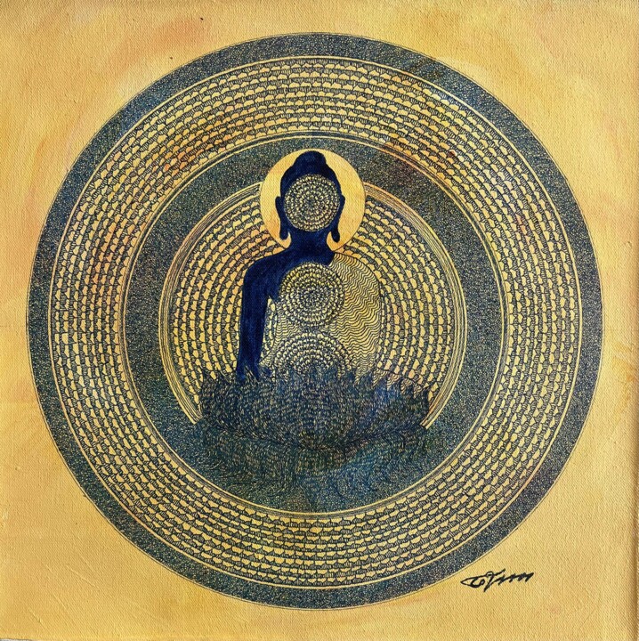 Peinture intitulée "Bodhi Mandala 2" par Bodhi Selvam, Œuvre d'art originale, Acrylique