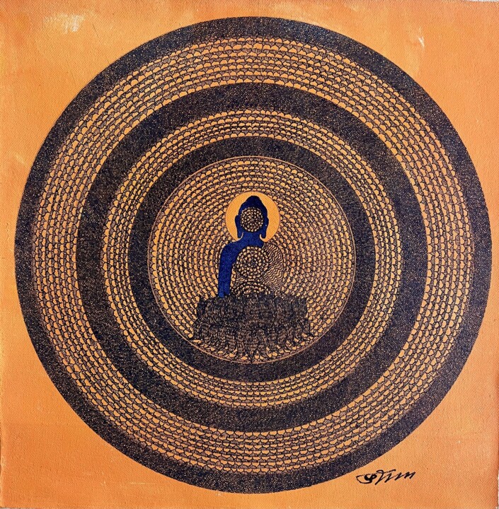 Peinture intitulée "Bodhi Mandala 4" par Bodhi Selvam, Œuvre d'art originale, Acrylique