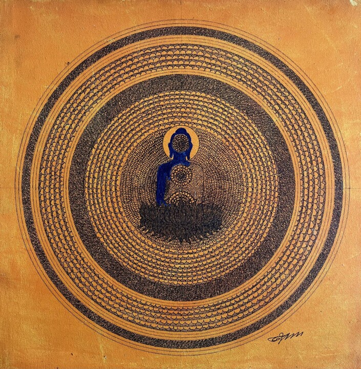 Peinture intitulée "Bodhi Mandala 6" par Bodhi Selvam, Œuvre d'art originale, Acrylique