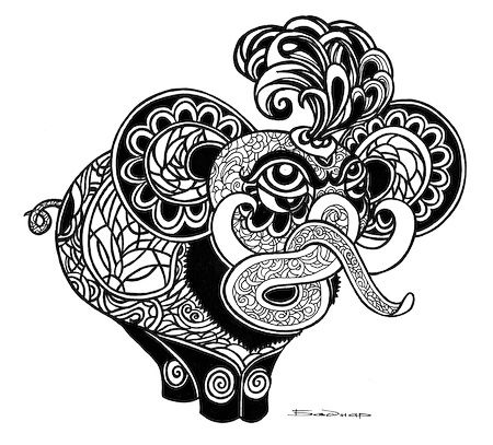 Drawing titled "elephant" by Shut, Original Artwork