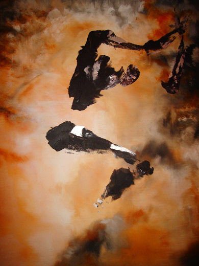 Painting titled "fire prayer" by Pierre Levicky, Original Artwork