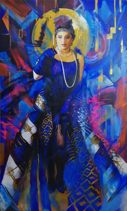 Painting titled "Sacred blue and yel…" by Bogdan Burak, Original Artwork, Acrylic