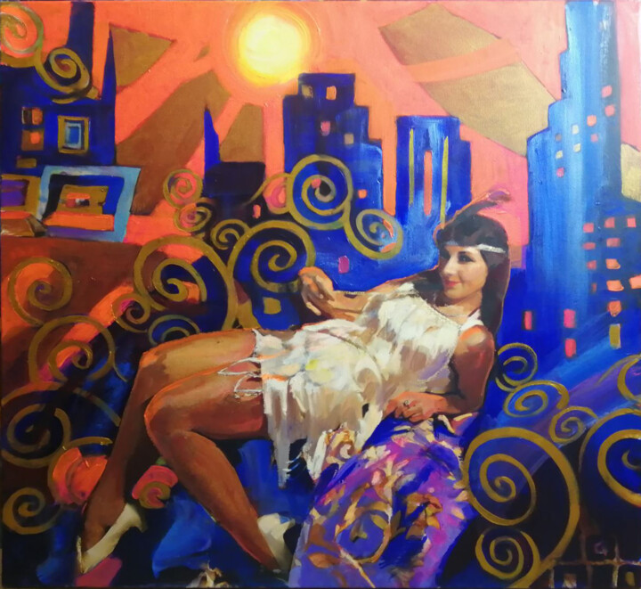 Painting titled "City of Sun" by Bogdan Burak, Original Artwork, Acrylic