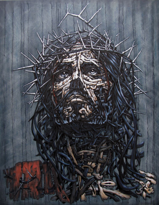 Peinture intitulée "Cristo" par Bogdan Dide, Œuvre d'art originale, Huile