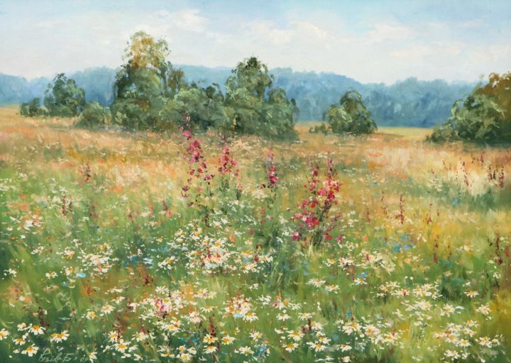 Painting titled "Пахощі літа" by Bogdan Kuziv, Original Art, Oil