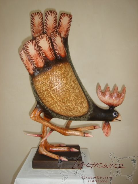 Sculpture titled "Rooster" by Bogdan Lachowicz, Original Artwork, Mixed Media