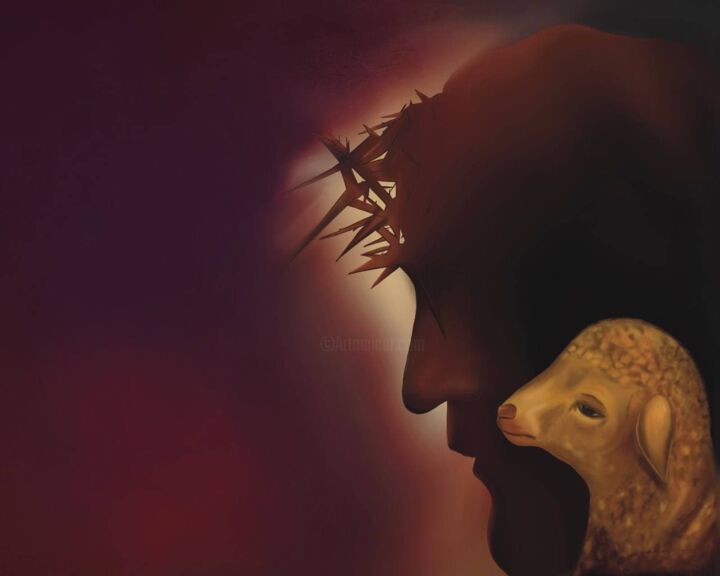 Arts numériques intitulée "Иисус" par Bogdan Leonov, Œuvre d'art originale, Peinture numérique