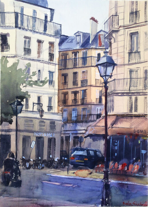 Pintura titulada "Paris Painting Orig…" por Bogdan Shiptenko, Obra de arte original, Acuarela