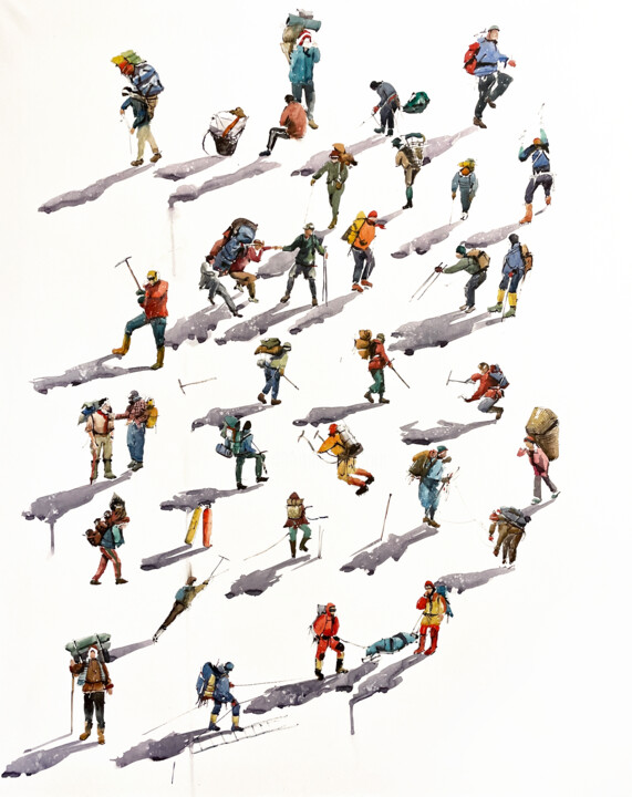 绘画 标题为“Sherpas” 由Bogdan Shiptenko, 原创艺术品, 水彩