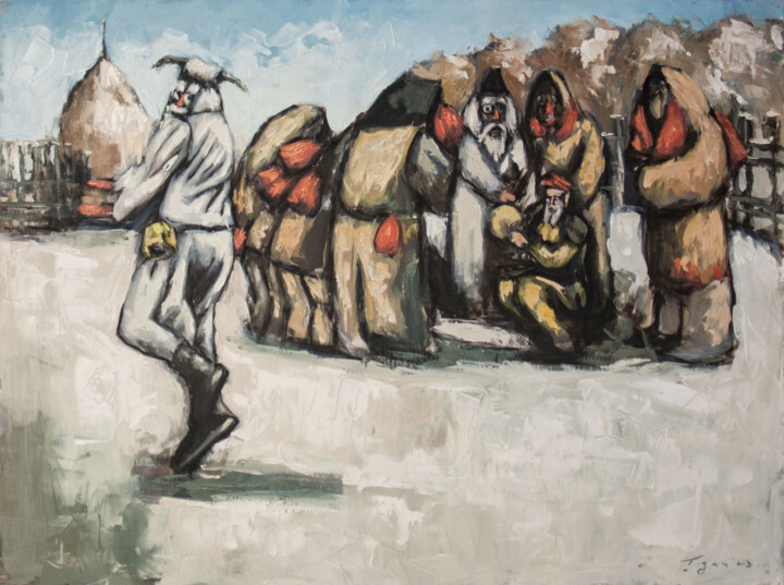 Painting titled "Dance of the Ghouls" by Bogdan Tigan, Original Artwork, Oil
