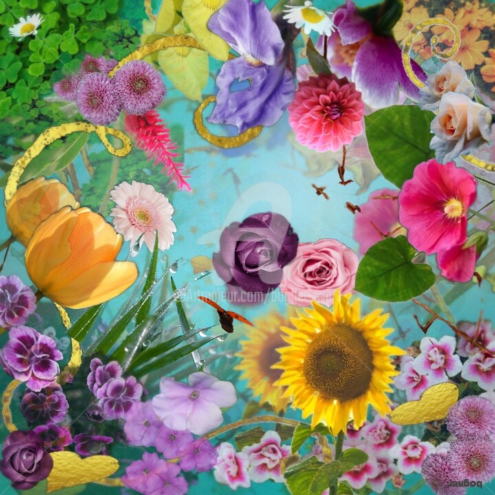 Digitale Kunst mit dem Titel "im Garten" von Bogner Eva, Original-Kunstwerk, Digitale Malerei